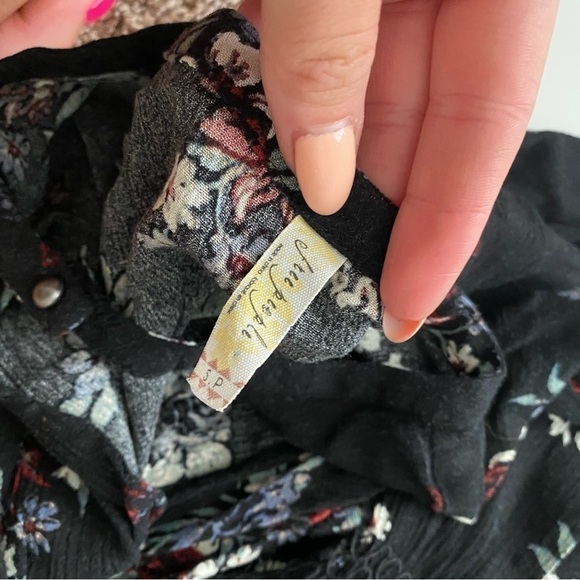 Free people black free swing top tunic dress floral print small - Picture 9 of 11